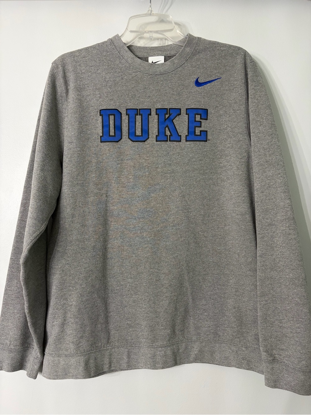 Nike Gray Crewneck Sweatshirt with Blue Duke Lettering